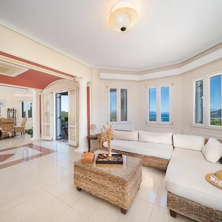 Private Villa Gelia, With Panoramic 180 Degrees Sea View! Fiskardo Exterior photo