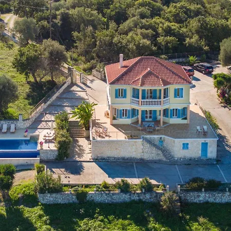 Private Villa Gelia, With Panoramic 180 Degrees Sea View! Fiskardo Exterior photo